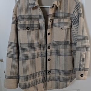 Commense Plaid Jacket in Beige and Gray